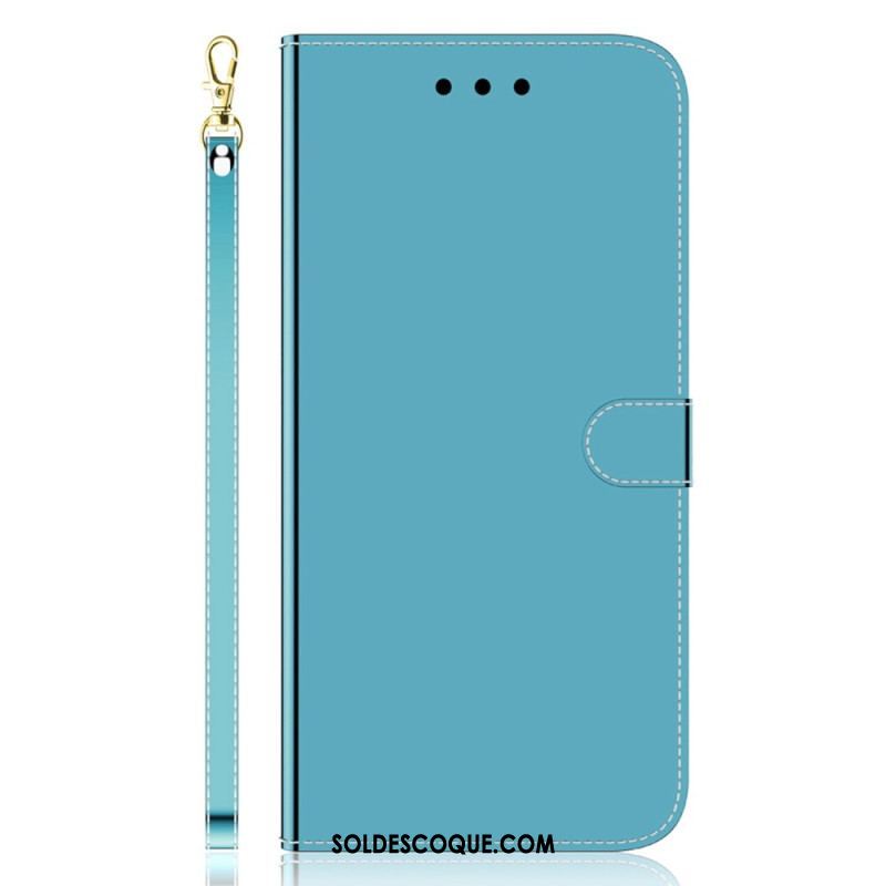 Housse iPhone 14 Pro Max Simili Cuir Couverture Miroir