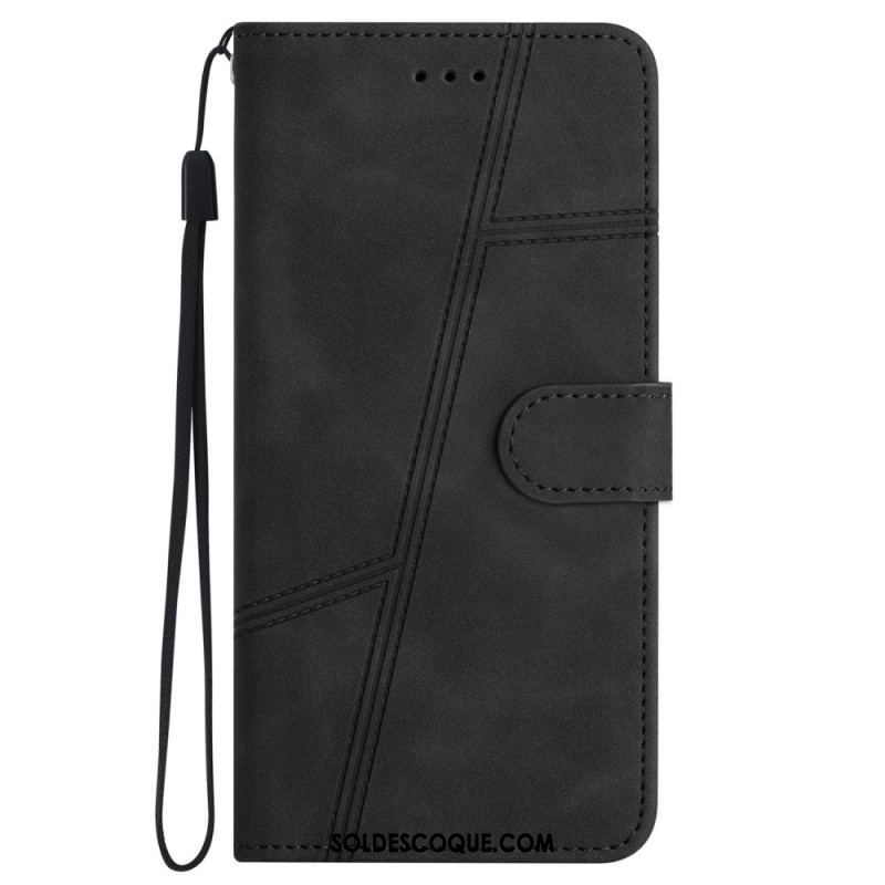 Housse iPhone 14 Pro Style Cuir Élégance à Lanière