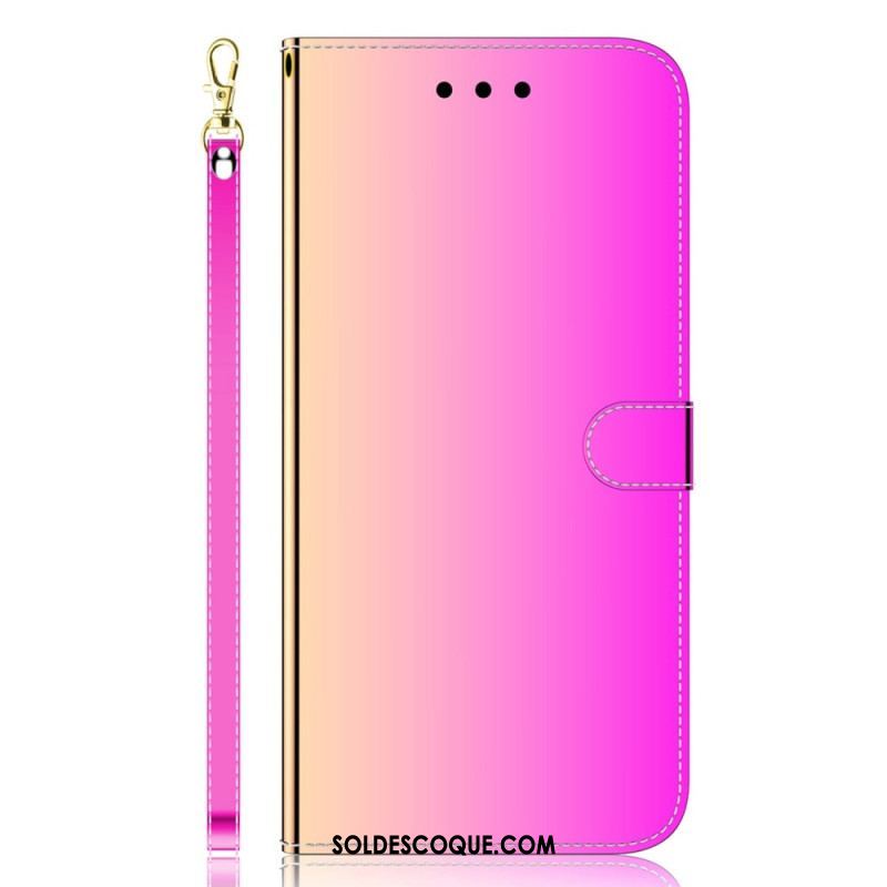 Housse iPhone 14 Simili Cuir Couverture Miroir