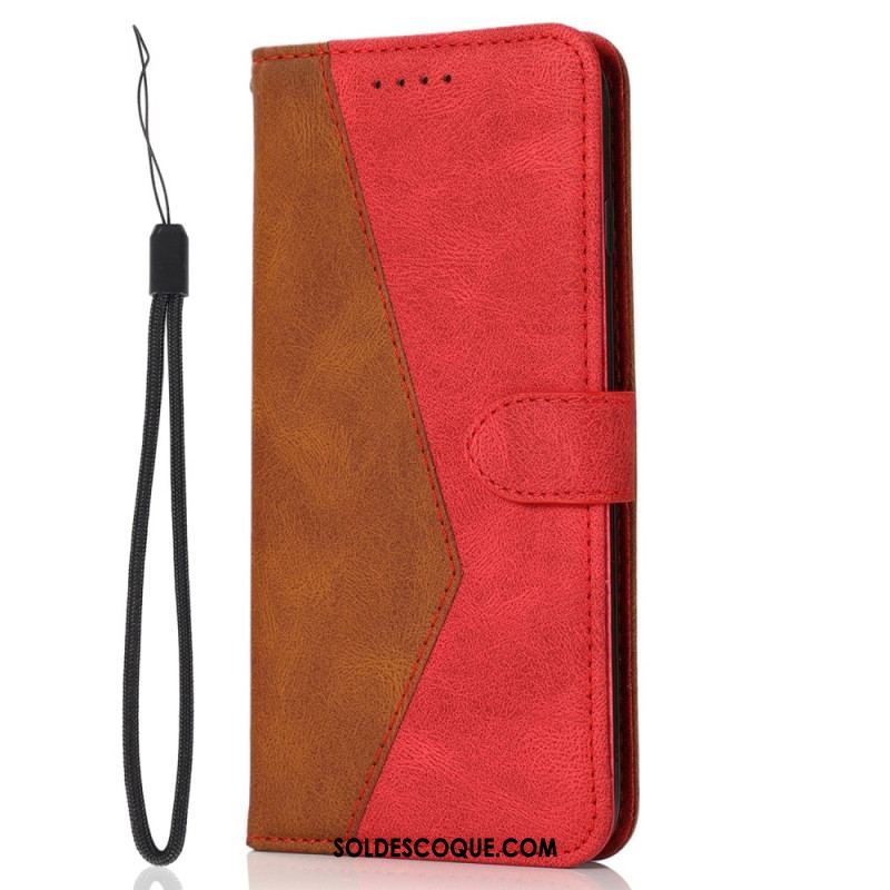 Housse iPhone 14 Texture Cuir Bicolore