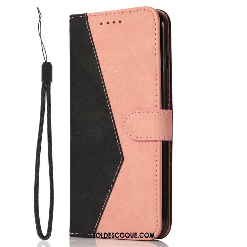 Housse iPhone 14 Texture Cuir Bicolore