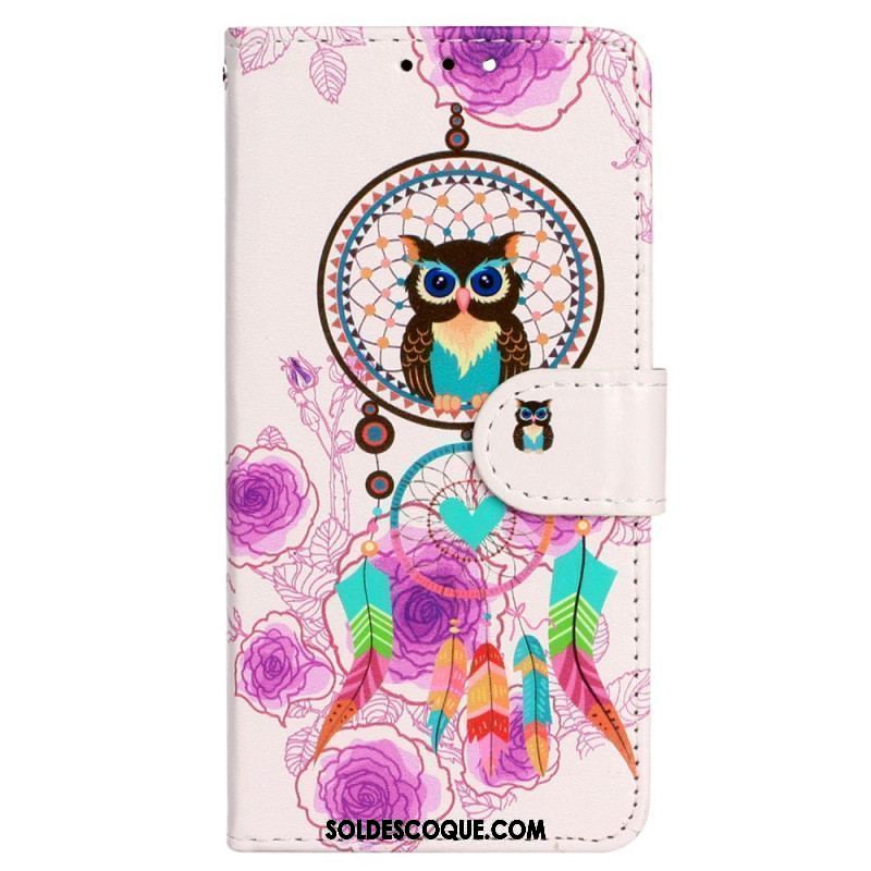 Housse iPhone 15 Plus Hibou Tribal à Lanière