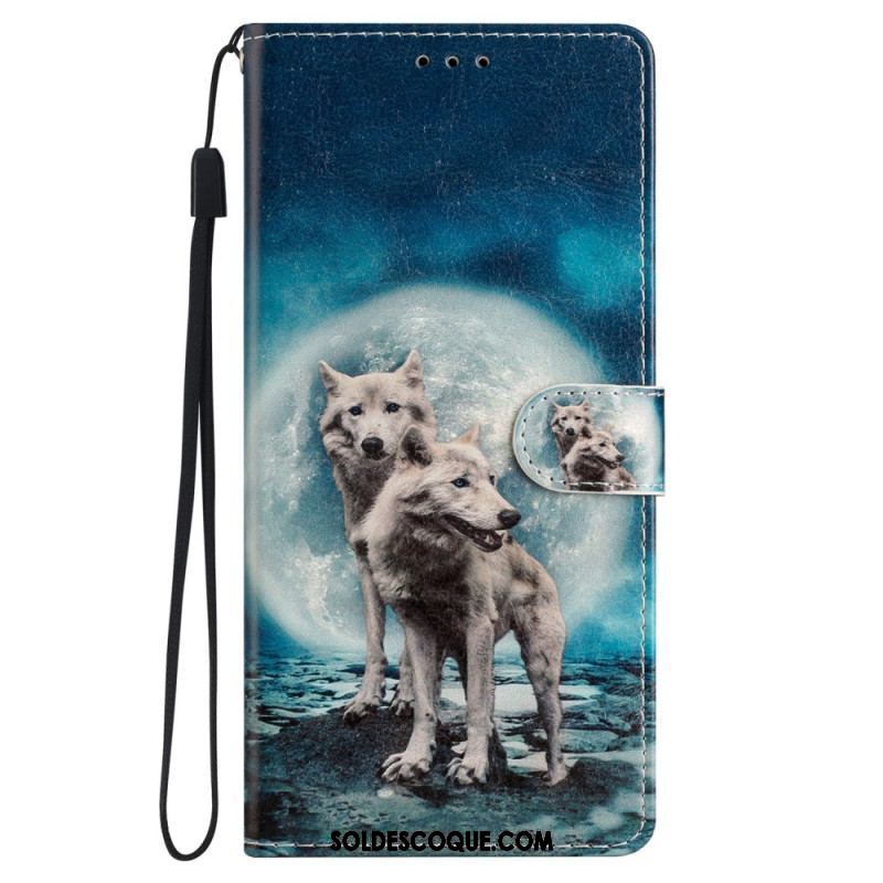 Housse iPhone 15 Plus Loups à Lanière