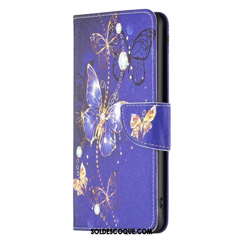 Housse iPhone 15 Plus Papillons sur Fond Bleu