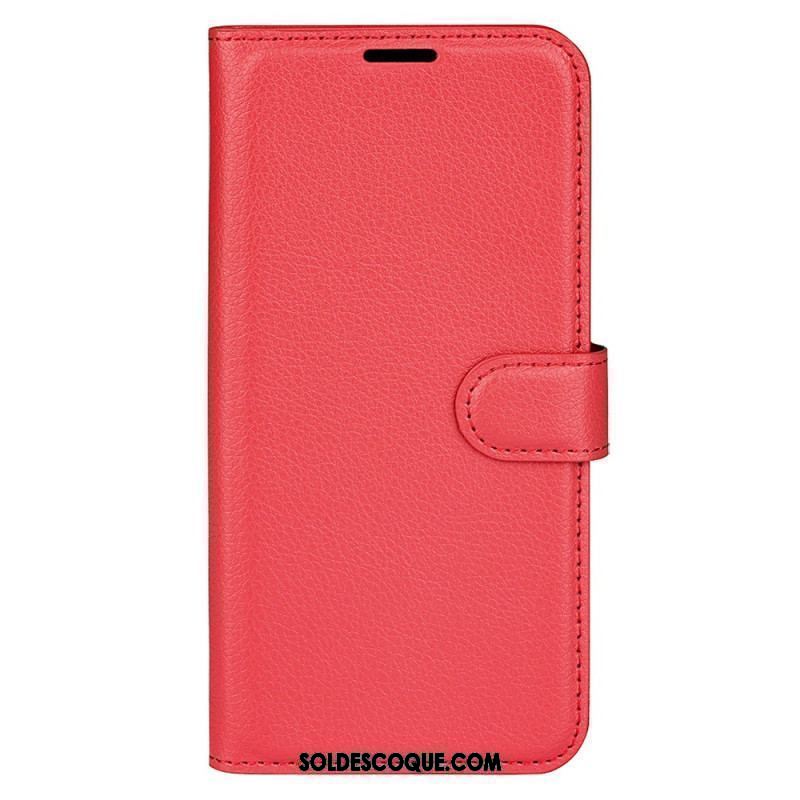 Housse iPhone 15 Plus Simili Cuir Litchi Classique