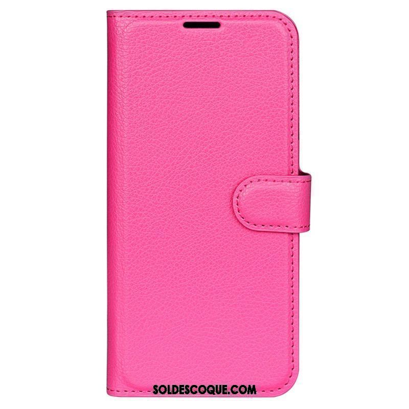 Housse iPhone 15 Plus Simili Cuir Litchi Classique