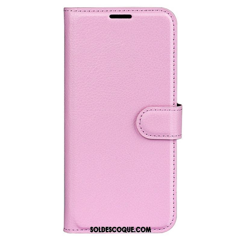 Housse iPhone 15 Plus Simili Cuir Litchi Classique