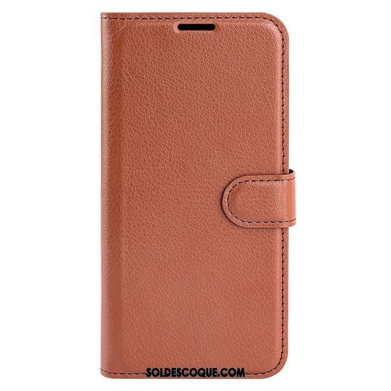 Housse iPhone 15 Plus Simili Cuir Litchi Classique