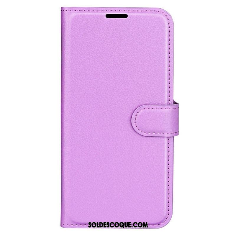 Housse iPhone 15 Plus Simili Cuir Litchi Classique