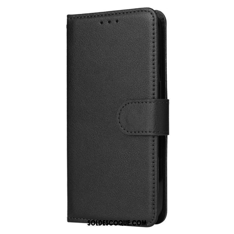 Housse iPhone 15 Plus Style Cuir Classique à Lanière