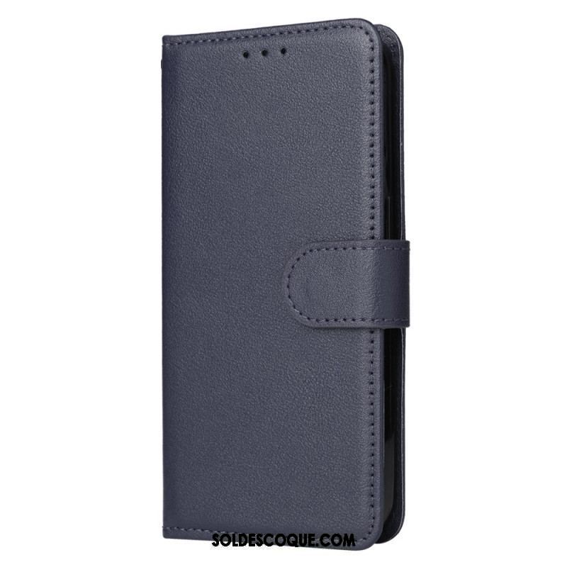 Housse iPhone 15 Plus Style Cuir Classique à Lanière