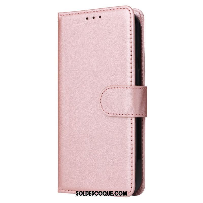 Housse iPhone 15 Plus Style Cuir Classique à Lanière