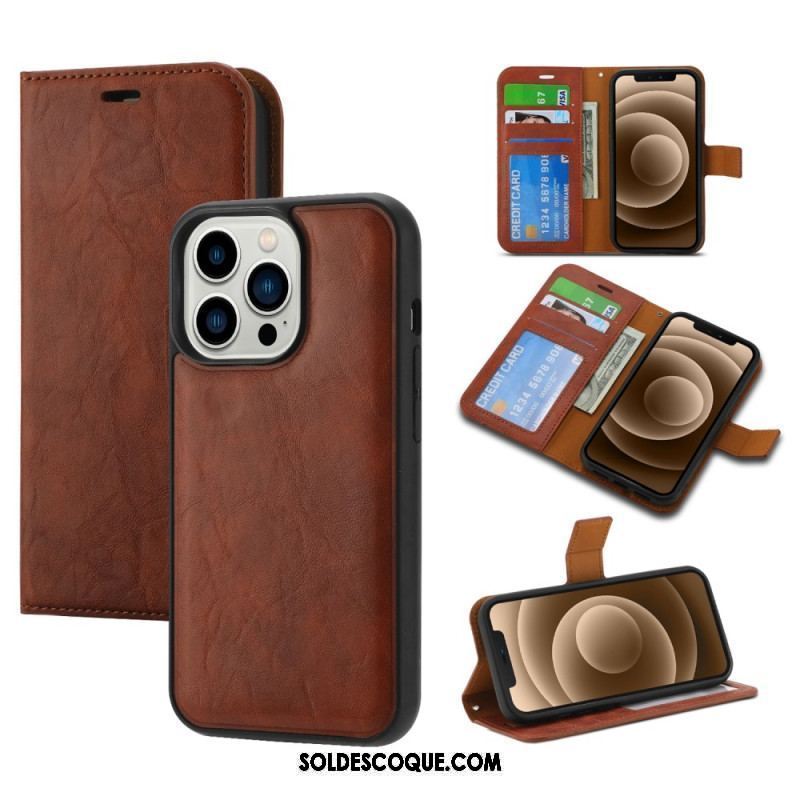 Housse iPhone 15 Plus Style Vintage avec Coque Détachable