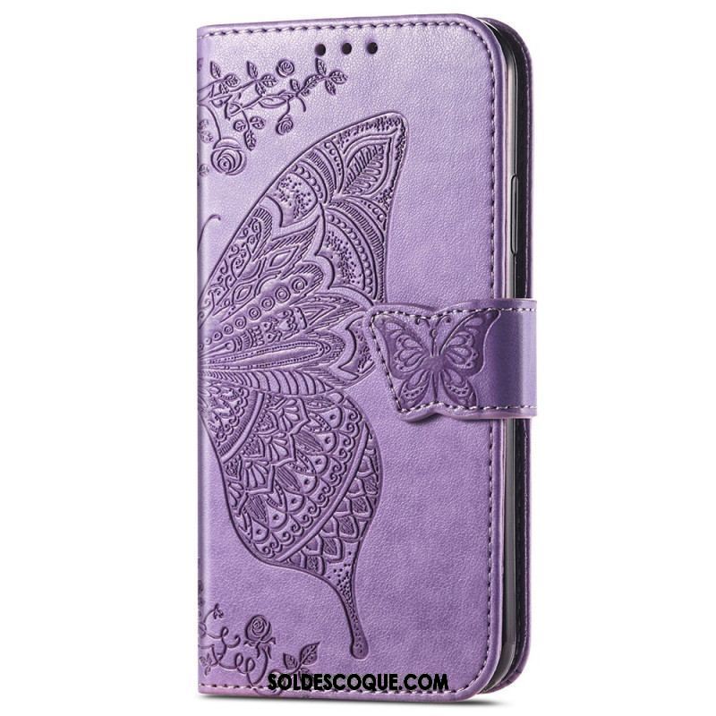 Housse iPhone 15 Pro Max Papillon Baroque à Lanière