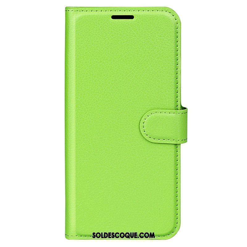 Housse iPhone 15 Simili Cuir Litchi Classique