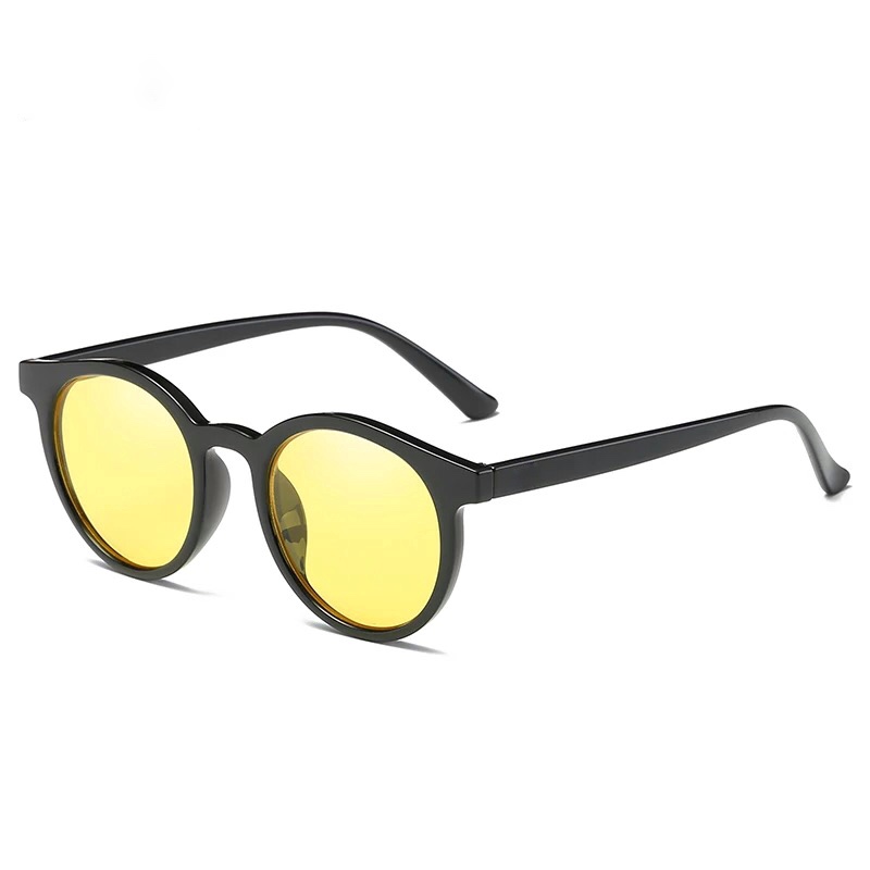 Lunettes De Soleil Femme Blanc Jaune Rétro Petit Gros Pas Cher