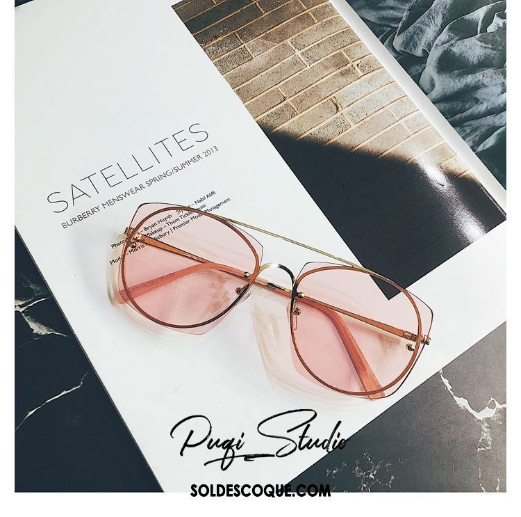 Lunettes De Soleil Femme Clair Transparent Visage Rond Rétro Rose Soldes