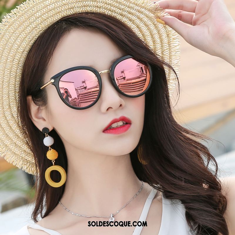 Lunettes De Soleil Femme Mode Anti-uv Noir Élégant Visage Rond En Ligne