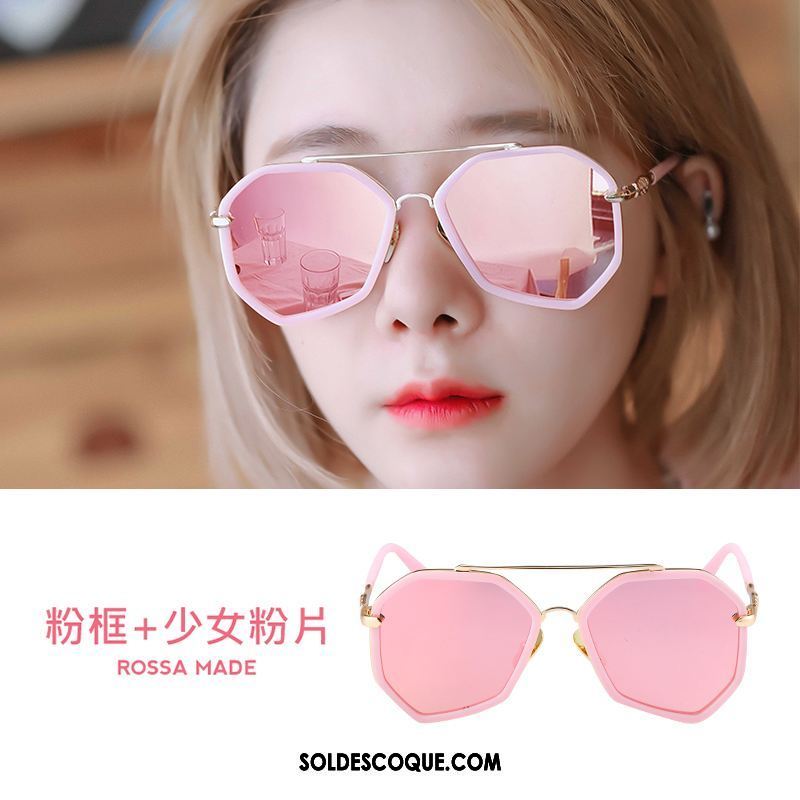 Lunettes De Soleil Femme Rose Polarisant Visage Rond Tendance Irrégulier Pas Cher