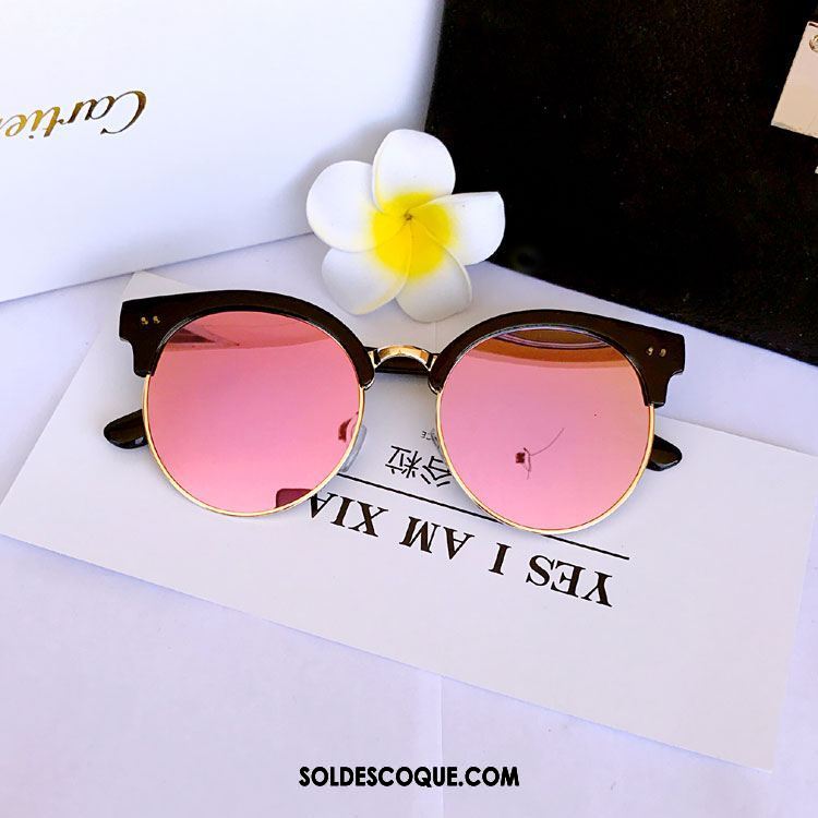 Lunettes De Soleil Femme Rose Tendance Rétro Rouge Réfléchissant Soldes