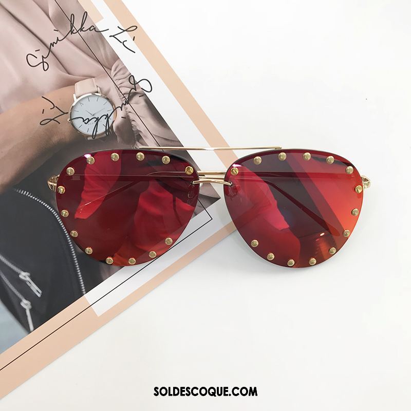 Lunettes De Soleil Femme Réseau Rouge Doux Rétro Noir Pas Cher