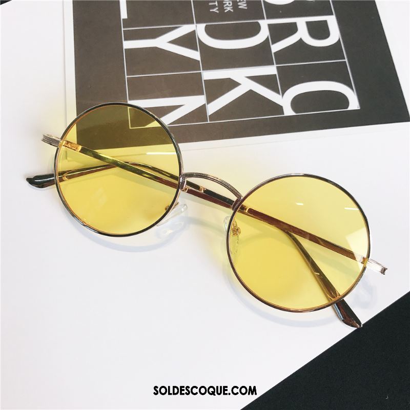 Lunettes De Soleil Femme Transparent Homme Réseau Rétro Jaune Pas Cher