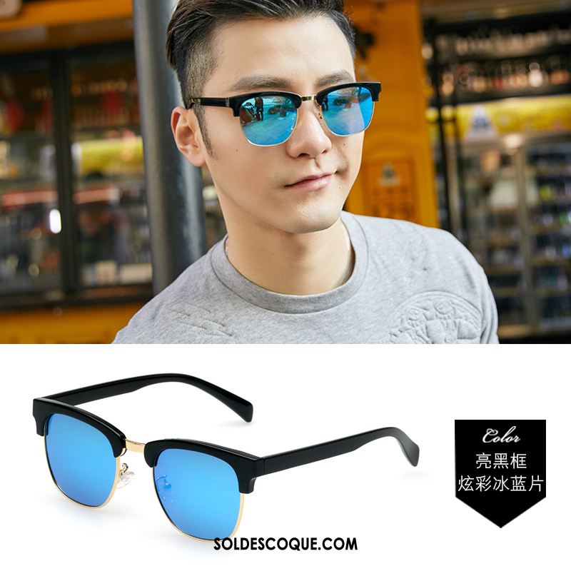 Lunettes De Soleil Homme Amoureux Femme Visage Rond Bleu Le Nouveau Soldes