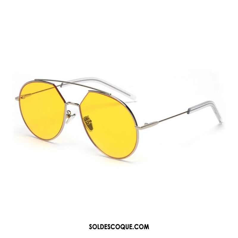 Lunettes De Soleil Homme Avant-garde Jaune Rétro Transparent Tendance Pas Cher