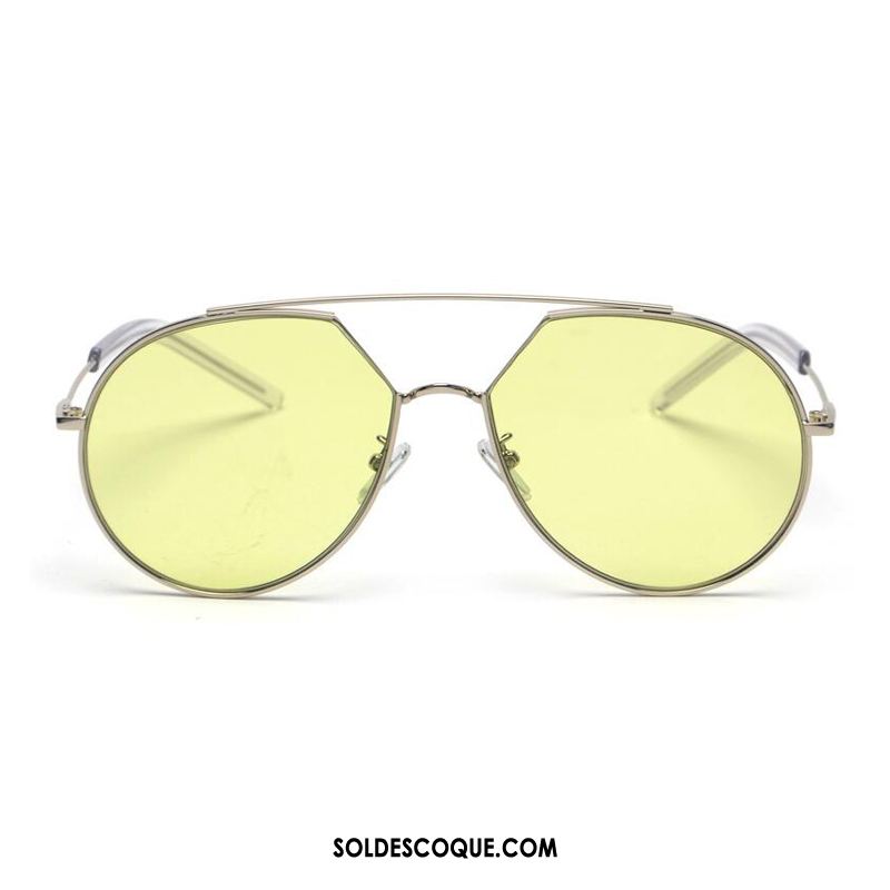 Lunettes De Soleil Homme Avant-garde Jaune Rétro Transparent Tendance Pas Cher