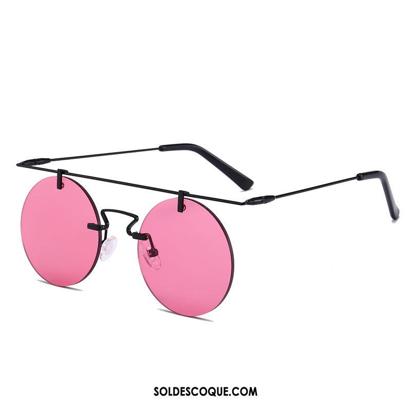 Lunettes De Soleil Homme Bleu Rond Rétro Métal Femme Pas Cher