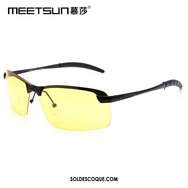 Lunettes De Soleil Homme Conduire Ultra Noir Tendance Carré Pas Cher