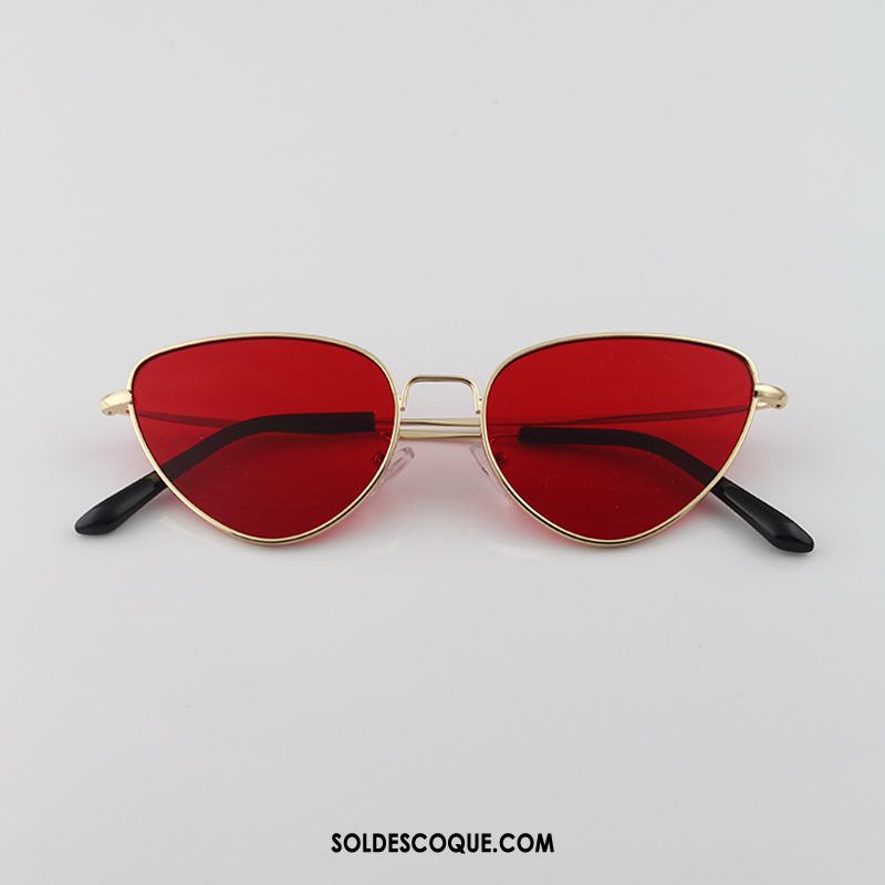 Lunettes De Soleil Homme Triangle Mince Rouge Métal Tendance Pas Cher