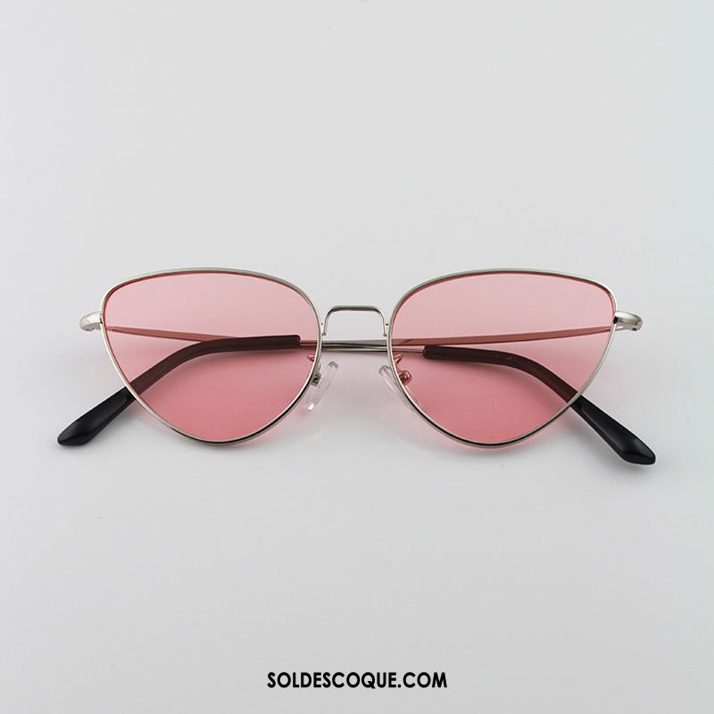 Lunettes De Soleil Homme Triangle Mince Rouge Métal Tendance Pas Cher