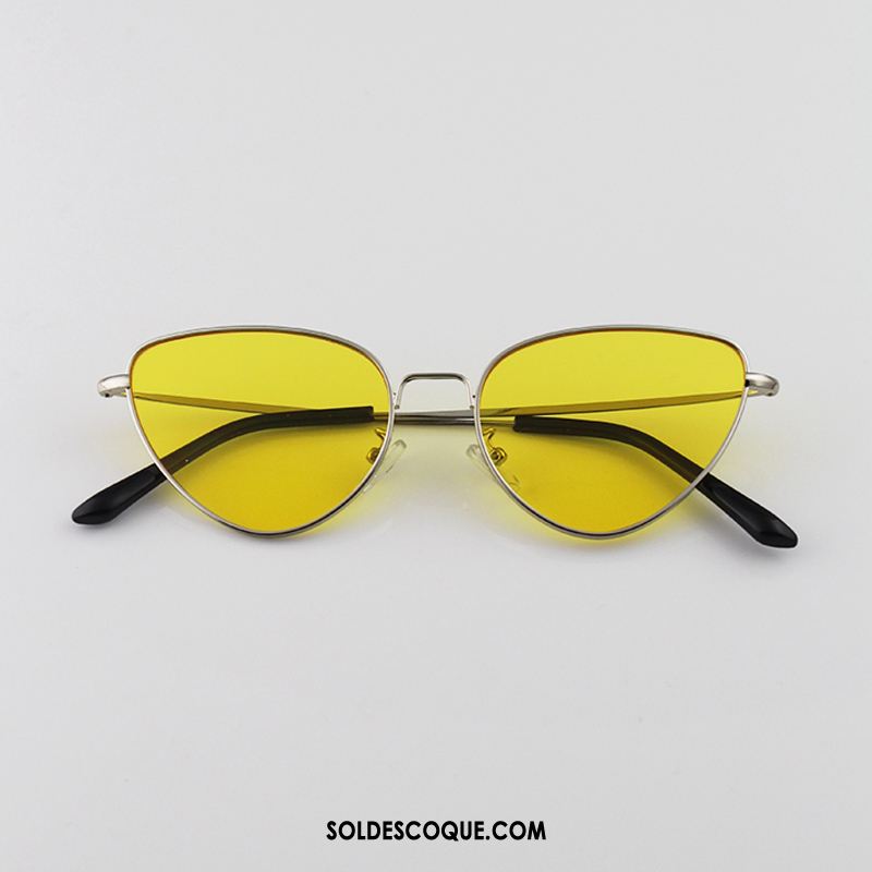 Lunettes De Soleil Homme Triangle Mince Rouge Métal Tendance Pas Cher