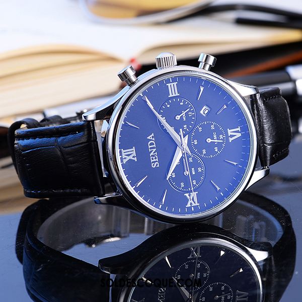 Montre Homme Bleu Tendance Étudiant Étanche Montre À Quartz Soldes