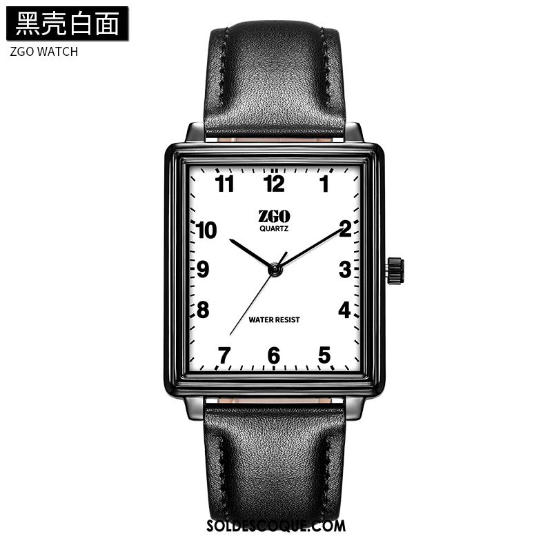 Montre Homme Carré Étanche Noir Tendance Simple France