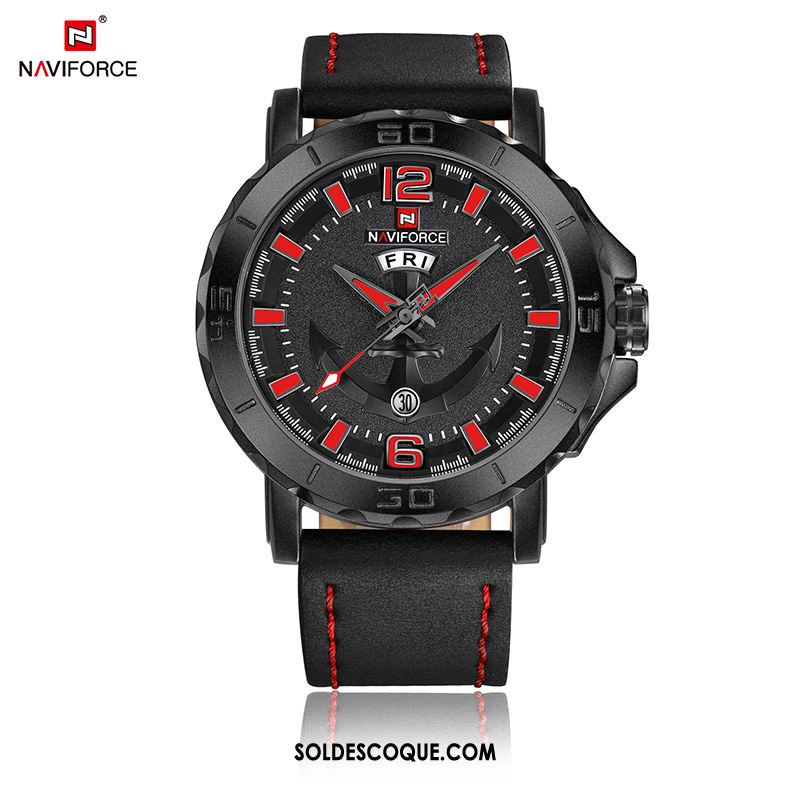 Montre Homme Cuir Véritable Bleu Montre À Bracelet Sport Tendance En Ligne