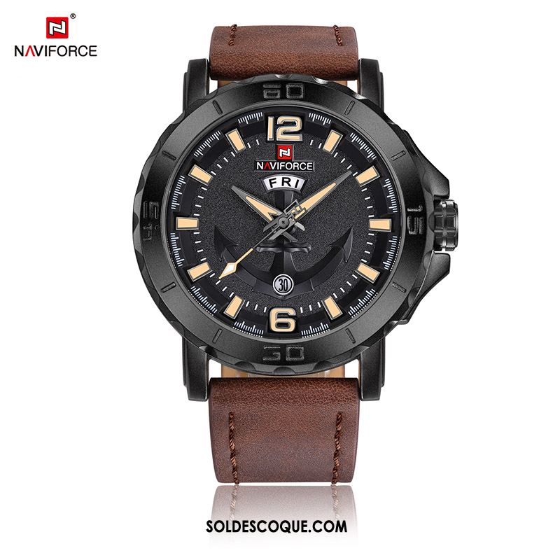 Montre Homme Cuir Véritable Bleu Montre À Bracelet Sport Tendance En Ligne