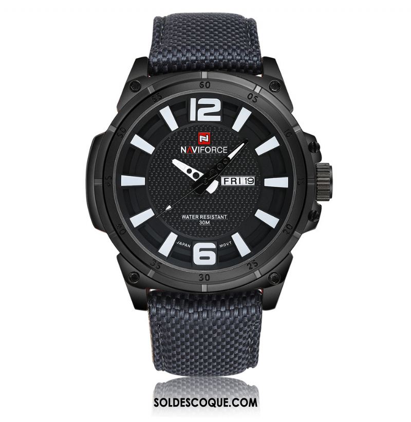 Montre Homme Double Calendrier Bleu Vente Montre À Bracelet Loisir Pas Cher