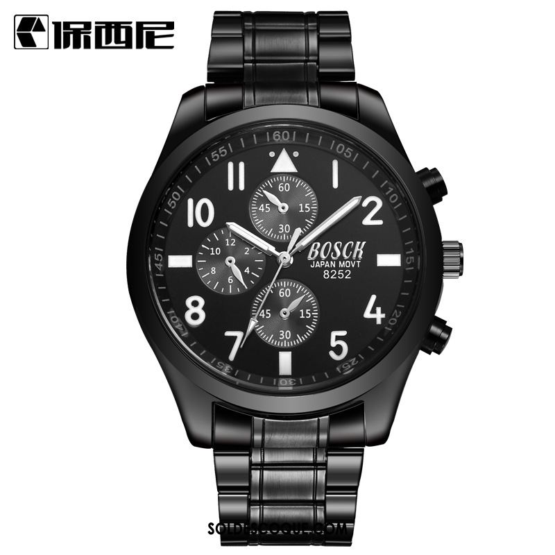 Montre Homme Le Nouveau Étanche Noir Montre À Bracelet Gros Pas Cher