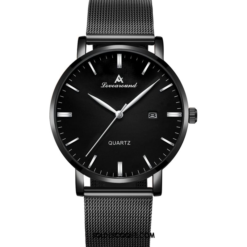 Montre Homme Montre À Bracelet Très Mince Le Nouveau Mode Noir Pas Cher