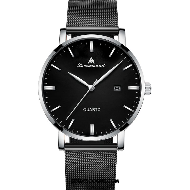 Montre Homme Montre À Bracelet Très Mince Le Nouveau Mode Noir Pas Cher