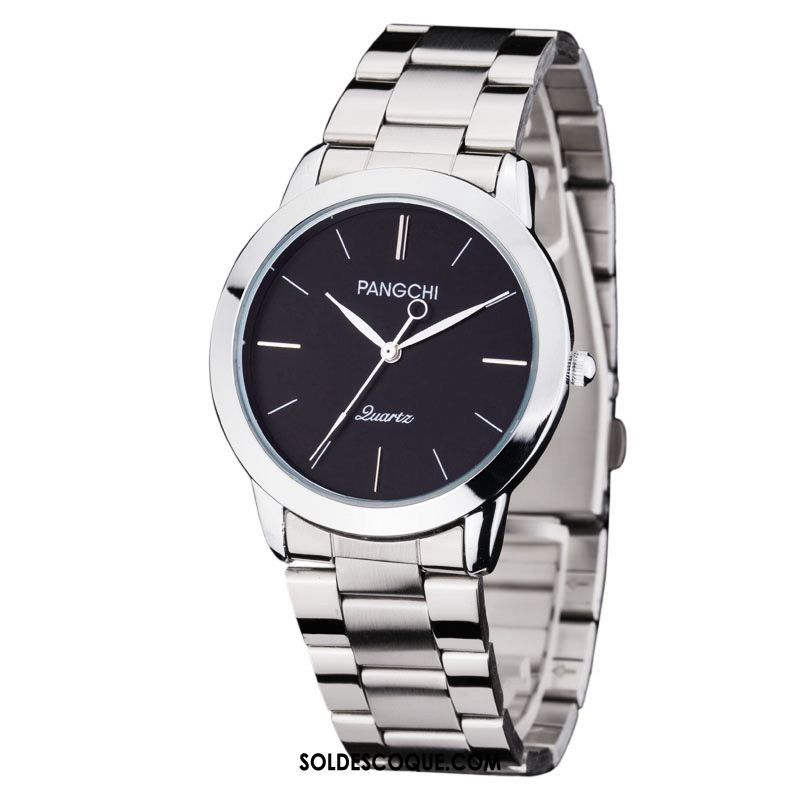 Montre Homme Montre À Quartz Noir Femme Étudiant Montre À Bracelet Soldes