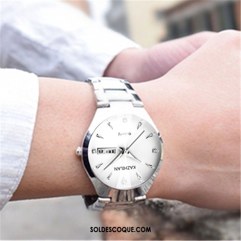 Montre Homme Montre À Quartz Étanche Blanc Amoureux Tendance En Vente