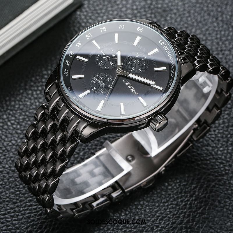 Montre Homme Noir Montre À Quartz Étanche Tendance Étudiant Pas Cher