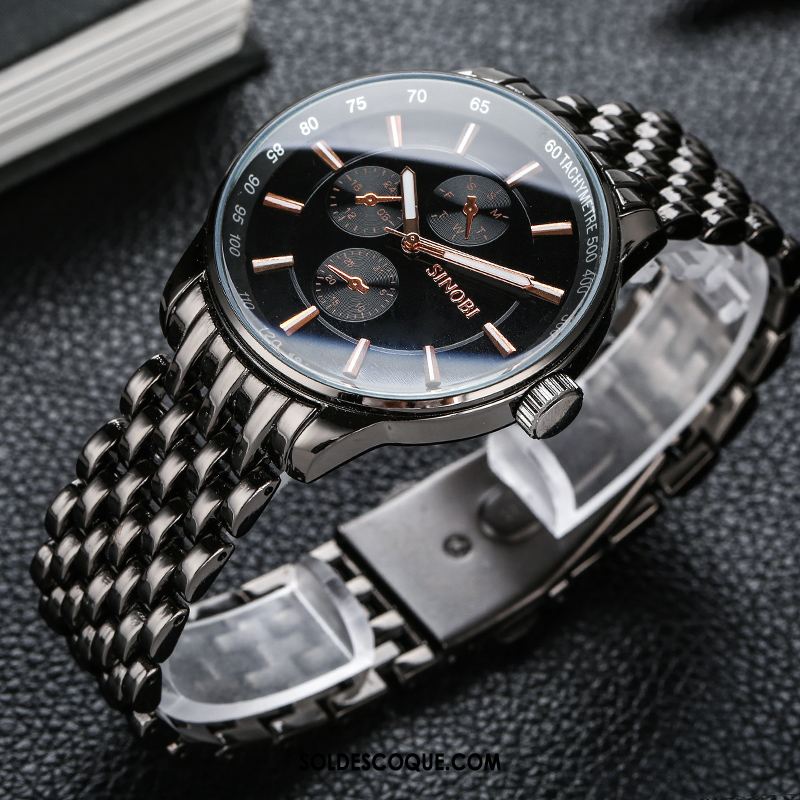 Montre Homme Noir Montre À Quartz Étanche Tendance Étudiant Pas Cher