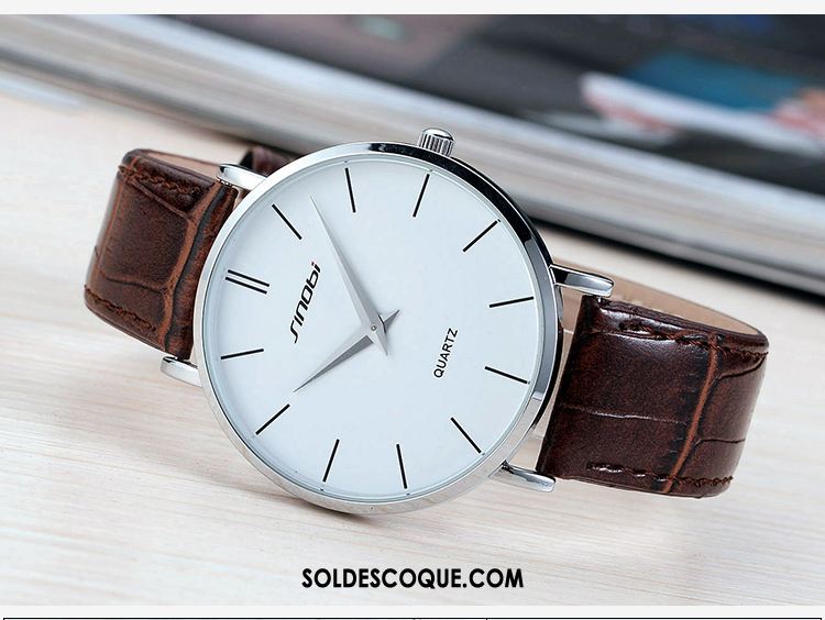 Montre Homme Noir Étanche Simple Mode Montre À Quartz Pas Cher