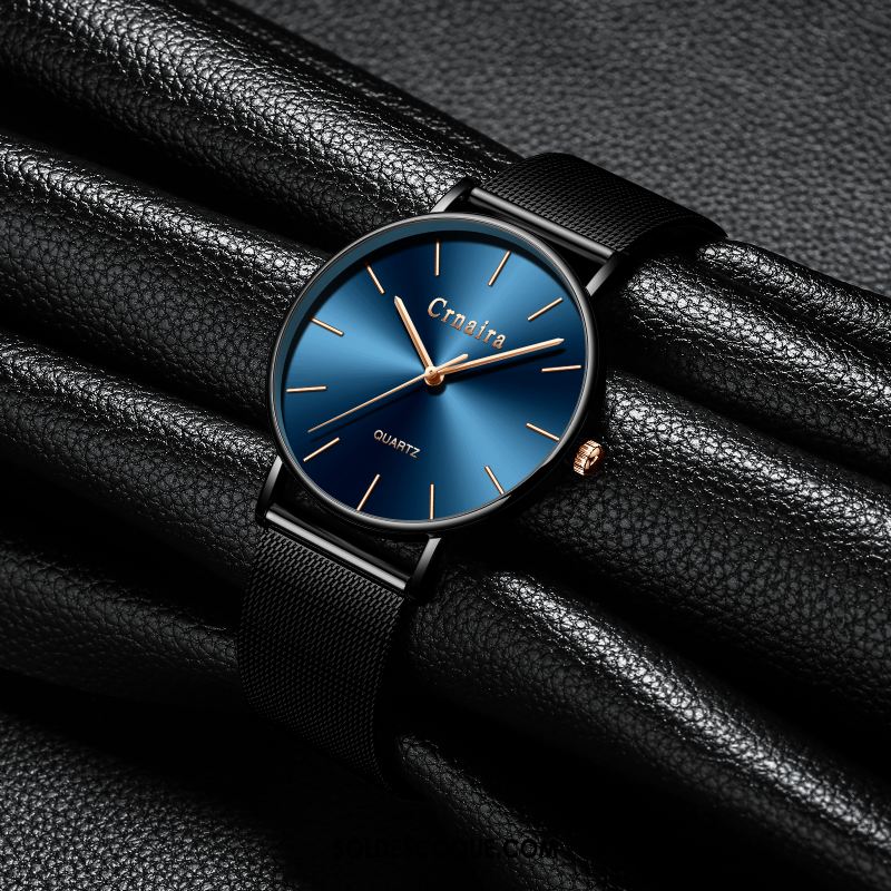 Montre Homme Noir Étanche Simple Mode Montre À Quartz Pas Cher