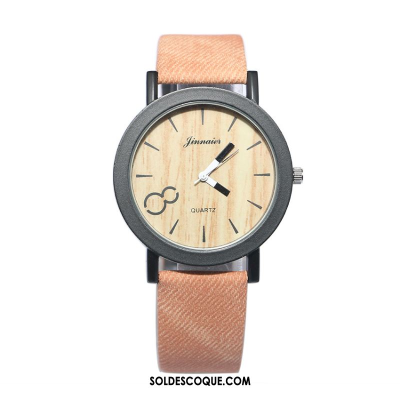 Montre Homme Rétro Bois Noir Mode Femme Pas Cher