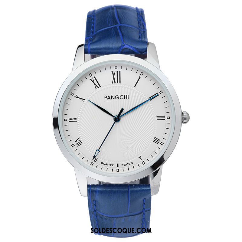 Montre Homme Simple Mode Étudiant Bleu Rétro Pas Cher